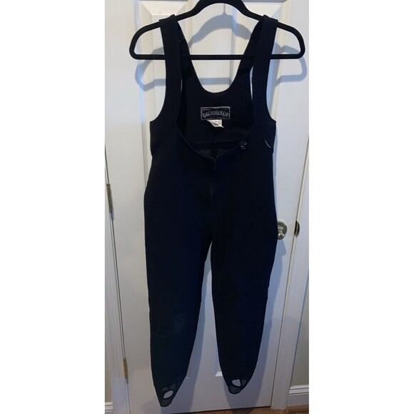 Obermeyer Ski Bib Pants Womens 10 Black Wool Blend Stretch Stirrup Made Japan - Picture 2 of 15
